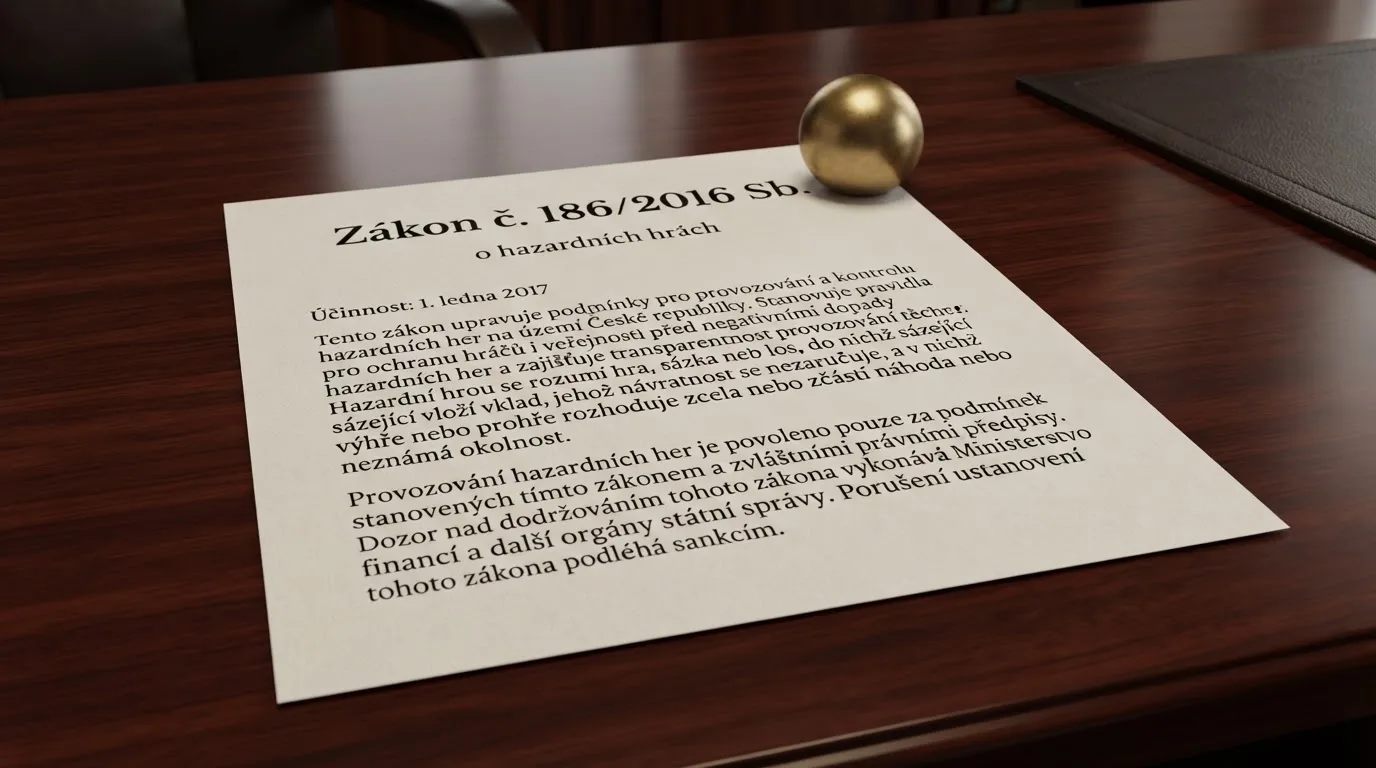 Úřední dokument s logem Ministerstva financí ČR a paragrafem zákona o hazardních hrách
