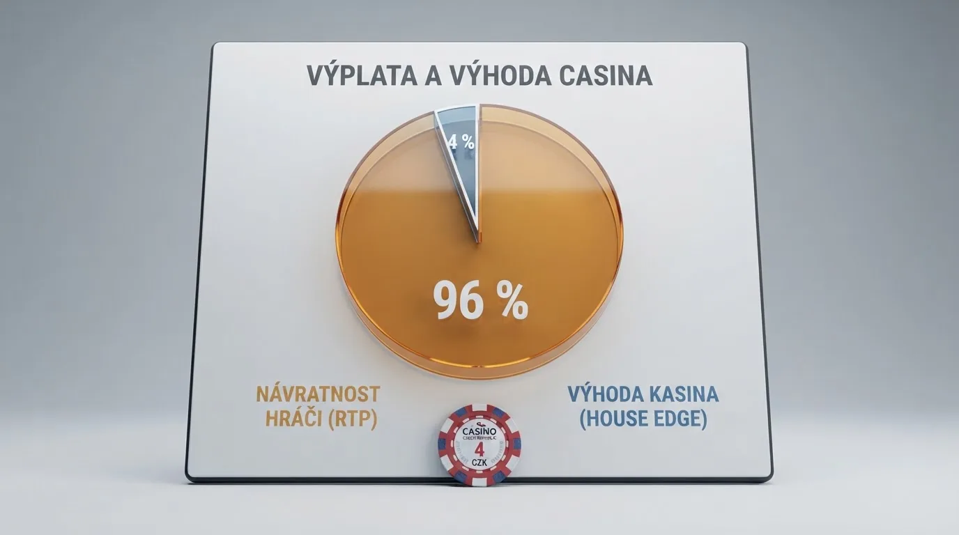 Infografika znázorňující rozdělení vkladů mezi výhry a house edge na automatu